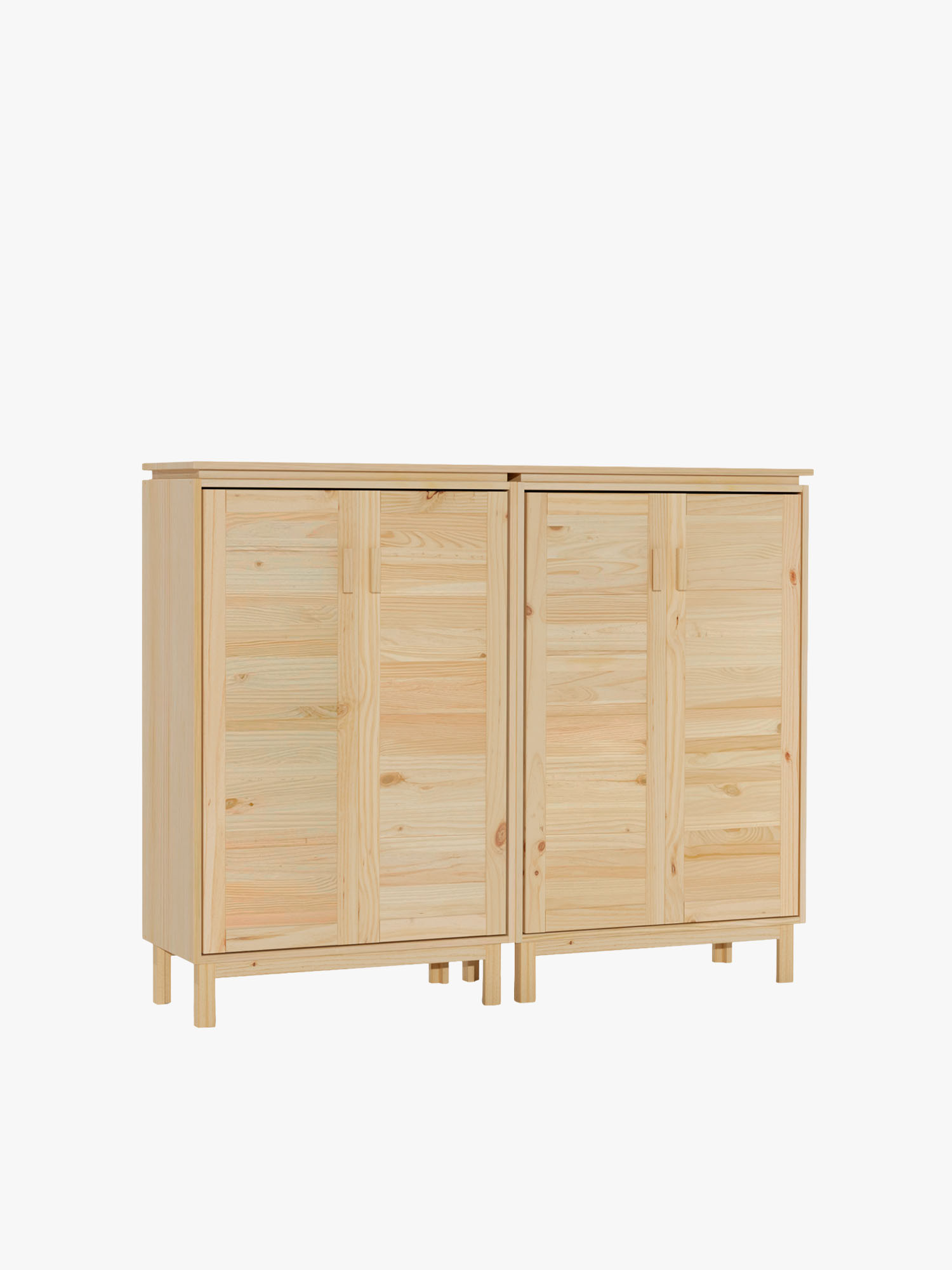 Armario aparador de madera natural con patas y baldas | LUFE