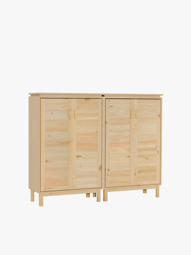 Armario aparador de madera natural con patas y baldas | LUFE