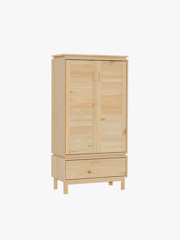 Armario bajo de madera natural con patas y cajón | LUFE