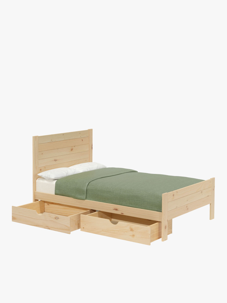Cama 135 de madera de pino con cajones estilo caserío | LUFE