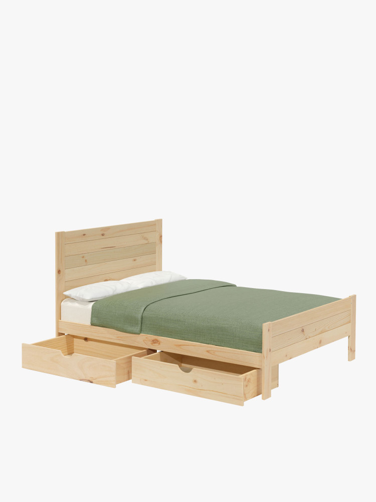 Cama 160 de madera de pino con cajones estilo caserío | LUFE
