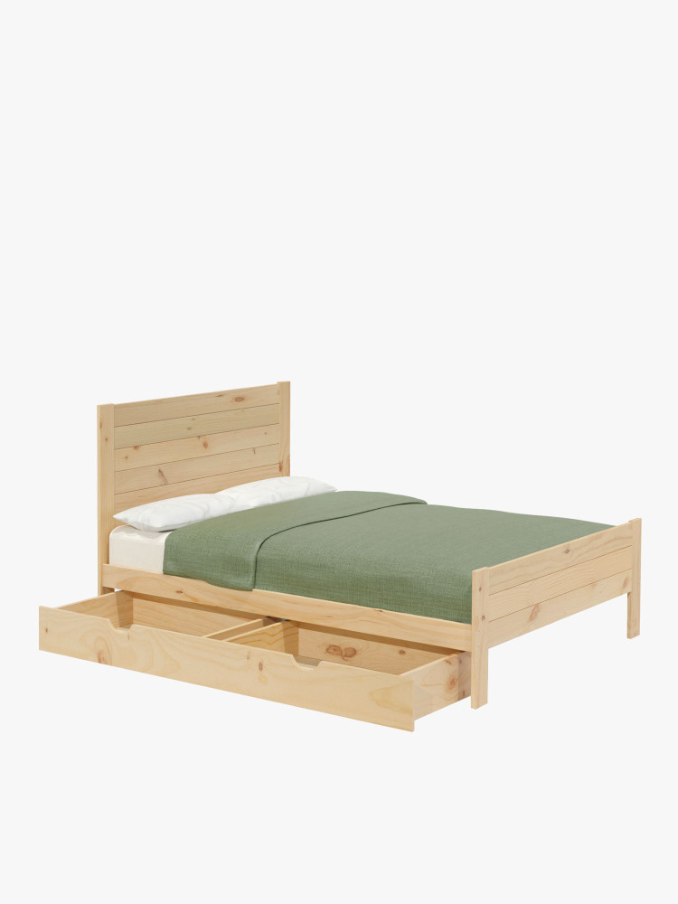 Cama 160 de madera de pino con cajón estilo caserío | LUFE