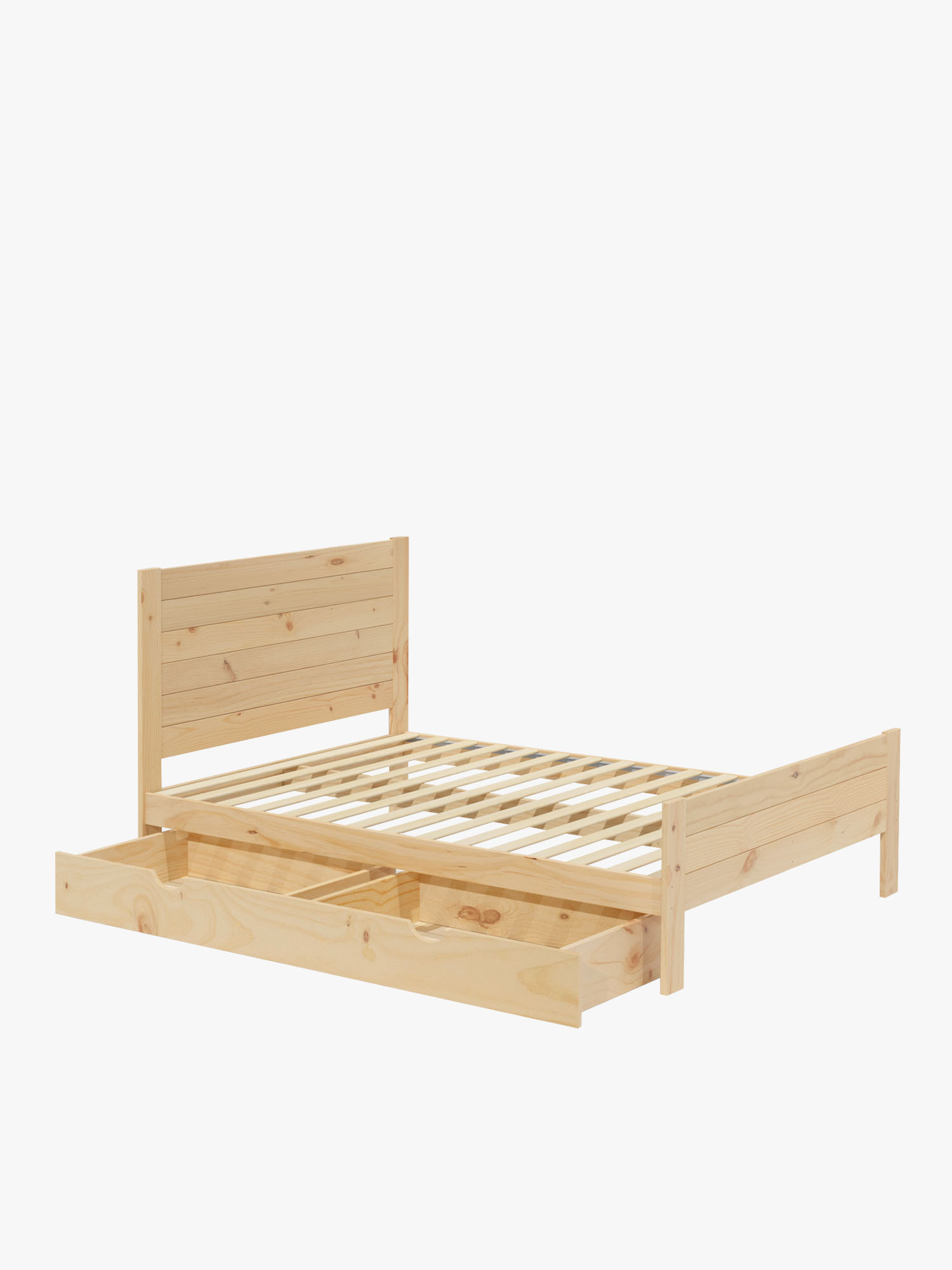 Cama 160 de madera de pino con cajón estilo caserío | LUFE