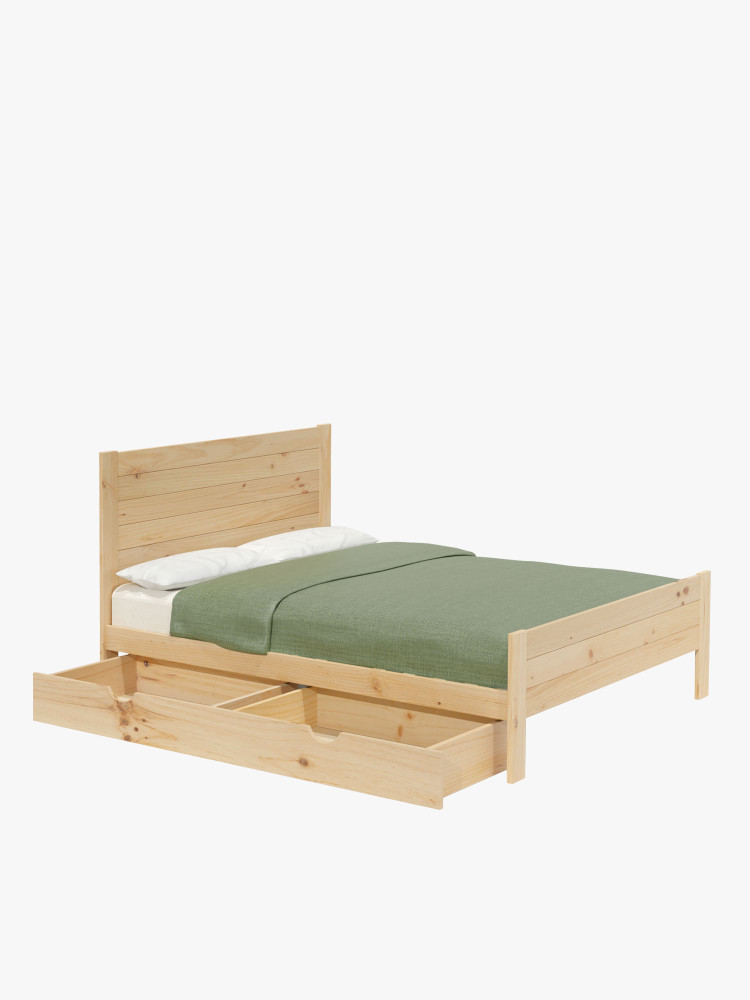 Cama 180 de madera de pino con cajón estilo caserío | LUFE