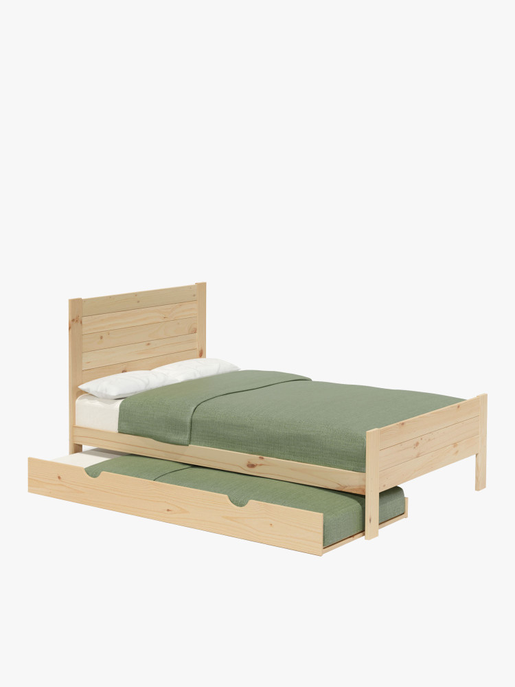 Cama 135 de madera de pino con nido estilo caserío | LUFE