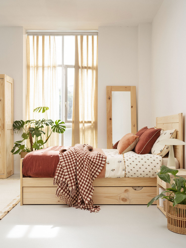 Cama 150 de madera de pino con nido estilo caserío | LUFE 2