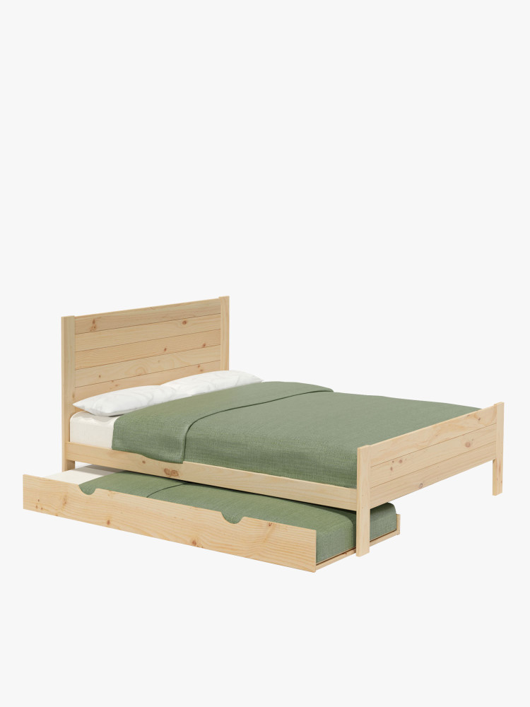 Cama 180 de madera de pino con nido estilo caserío | LUFE