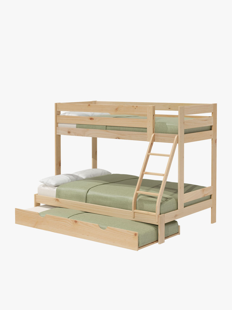 Litera triple cama 90 y 135 con cama nido | LUFE