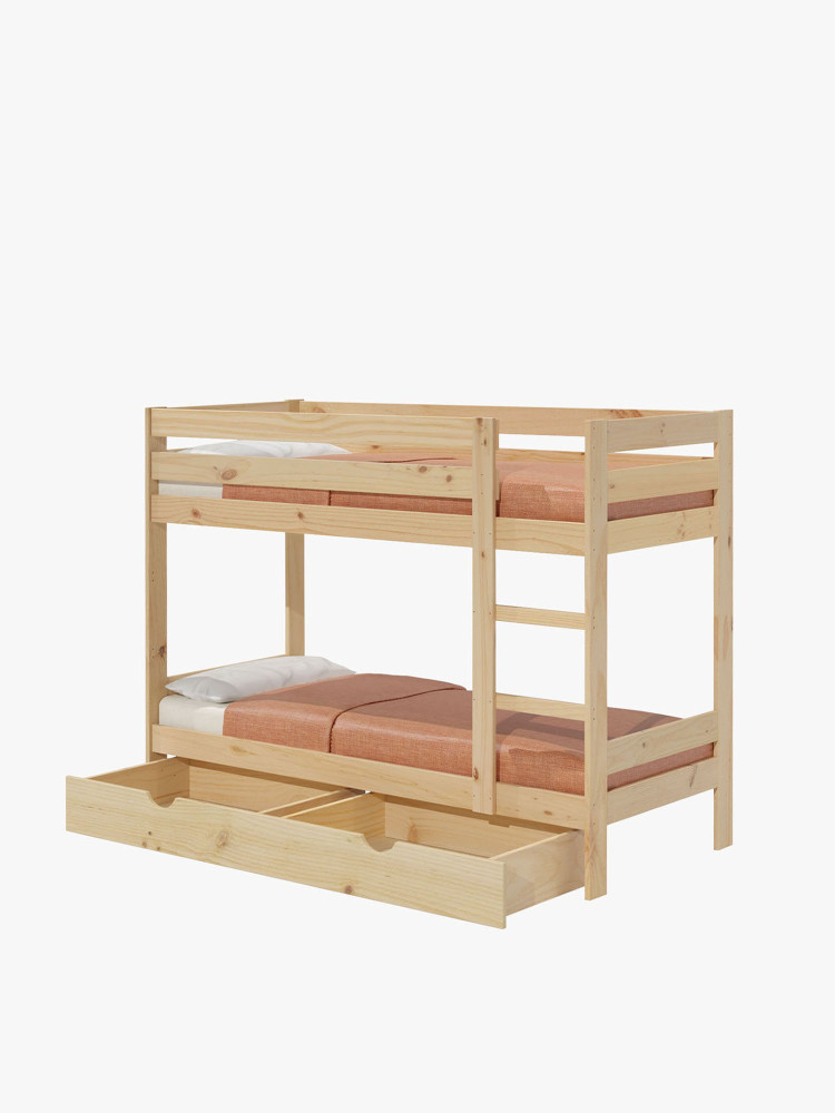 Litera infantil LORE de madera de 80 cm con cajón | LUFE