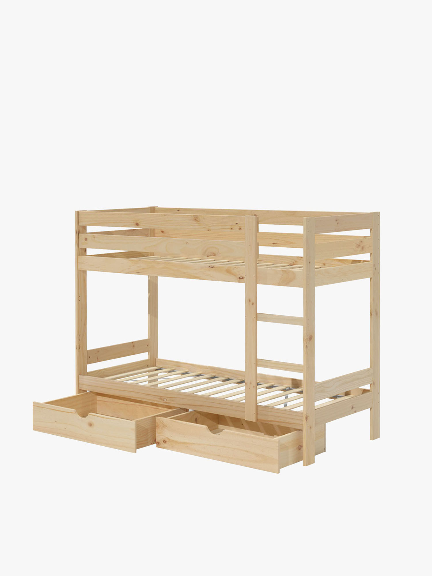 Litera de madera natural para colchones de 80