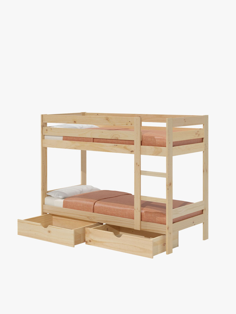 Litera infantil de madera de 90 cm con cajones | LUFE