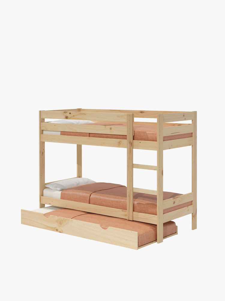 Litera infantil de madera de 90 cm con cama nido | LUFE