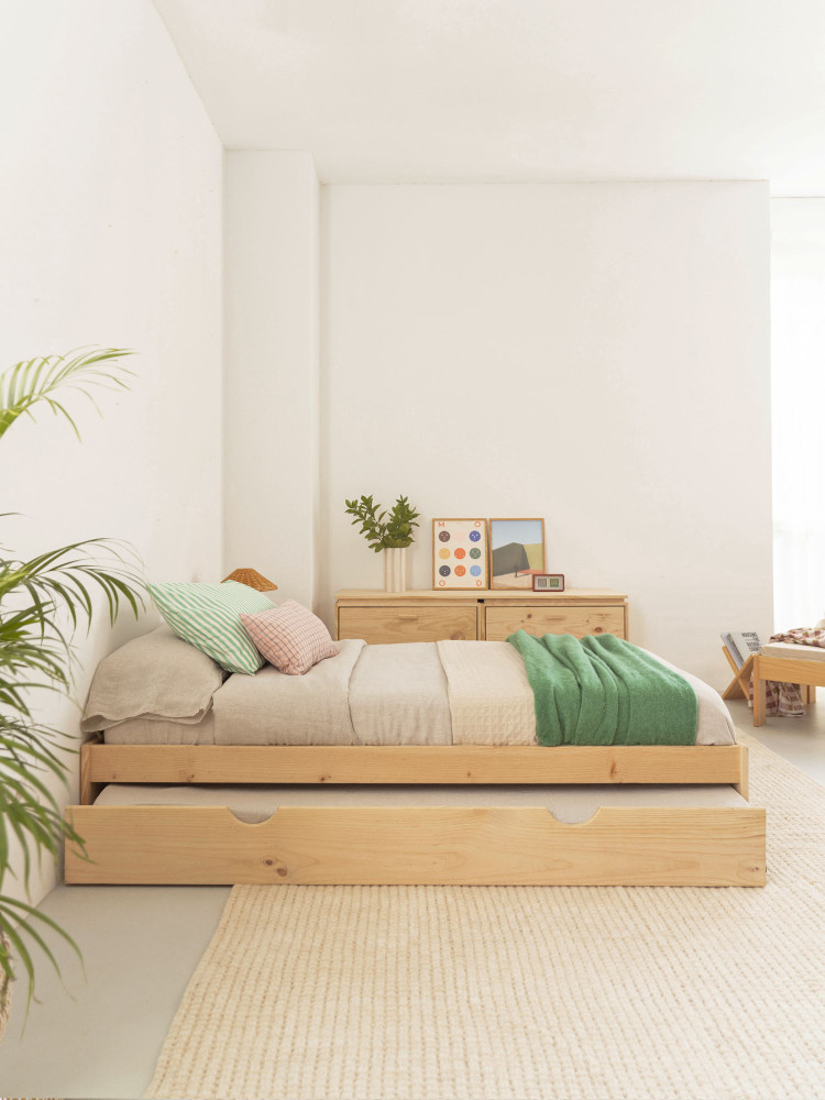 Cama 105 de madera ecológica de pino con cama nido | LUFE 2