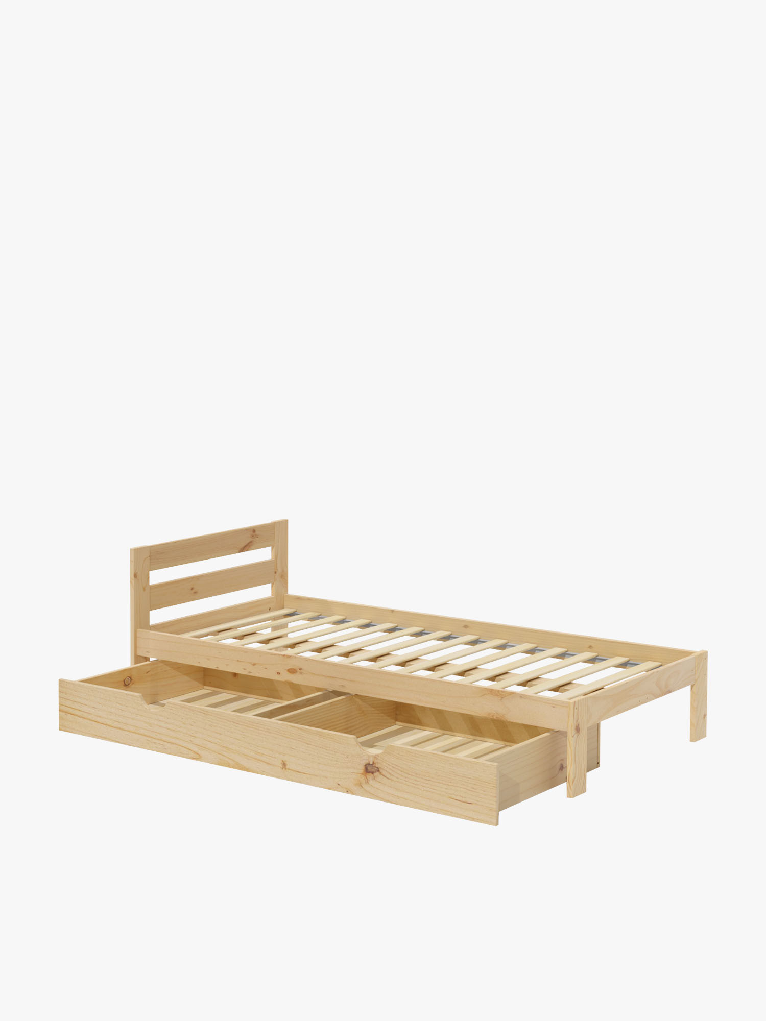 Cama individual de madera maciza de pino con cajón | LUFE