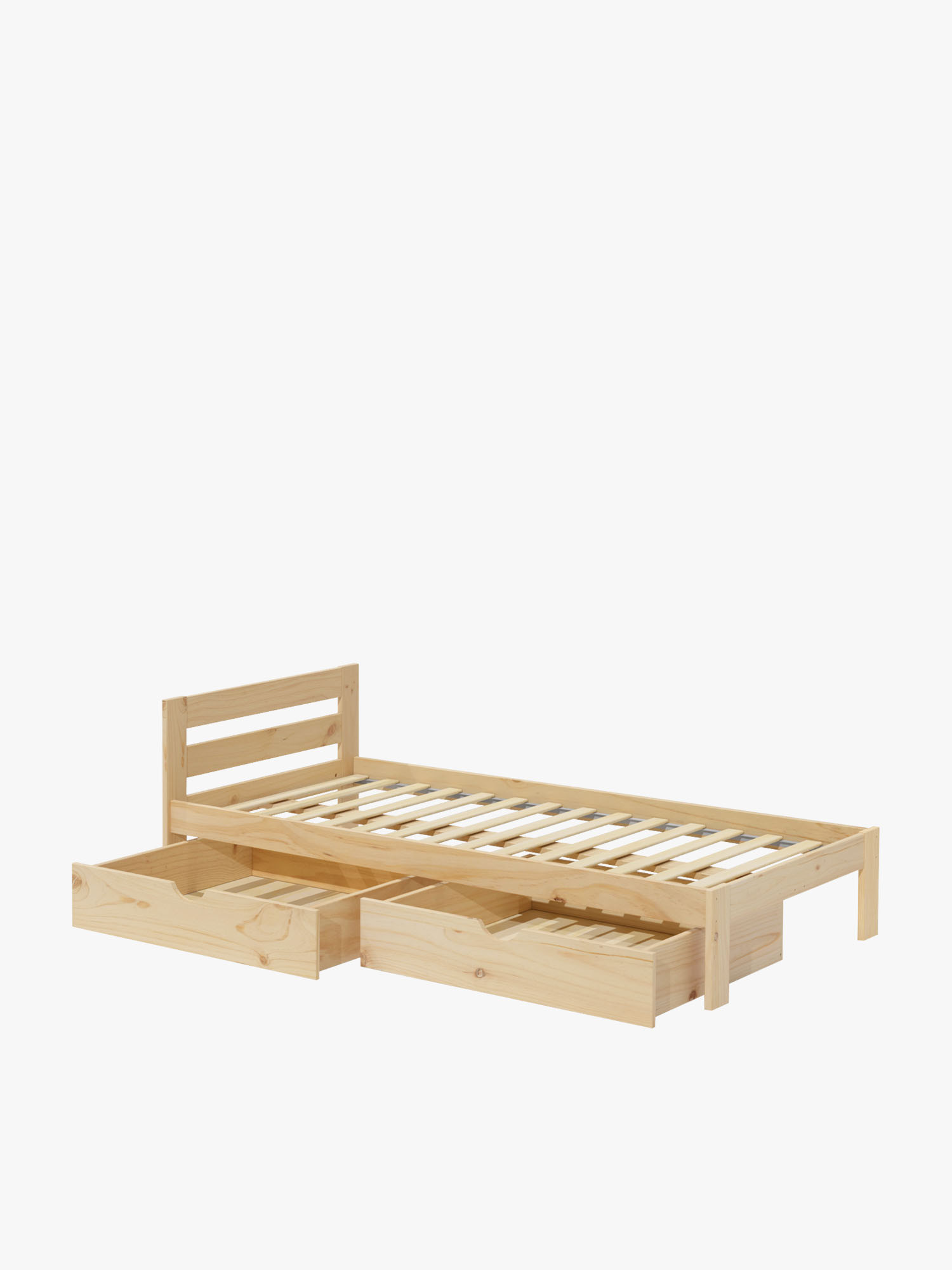 Cama individual de 105 de pino natural con cajones | LUFE