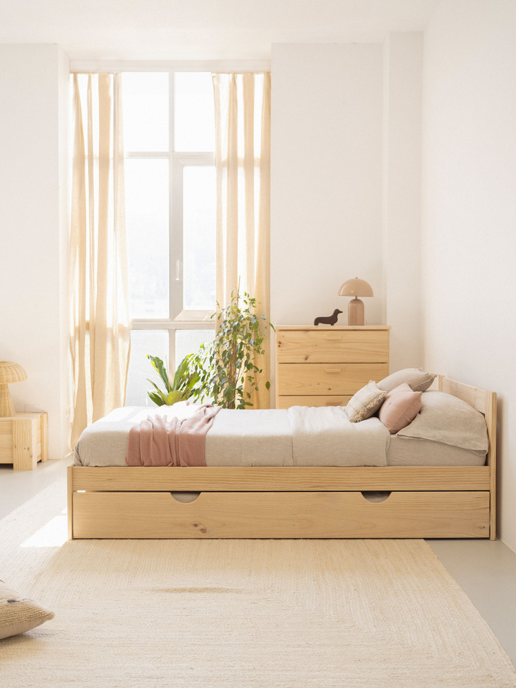 Cama nido de 105 de madera de pino natural | LUFE 2