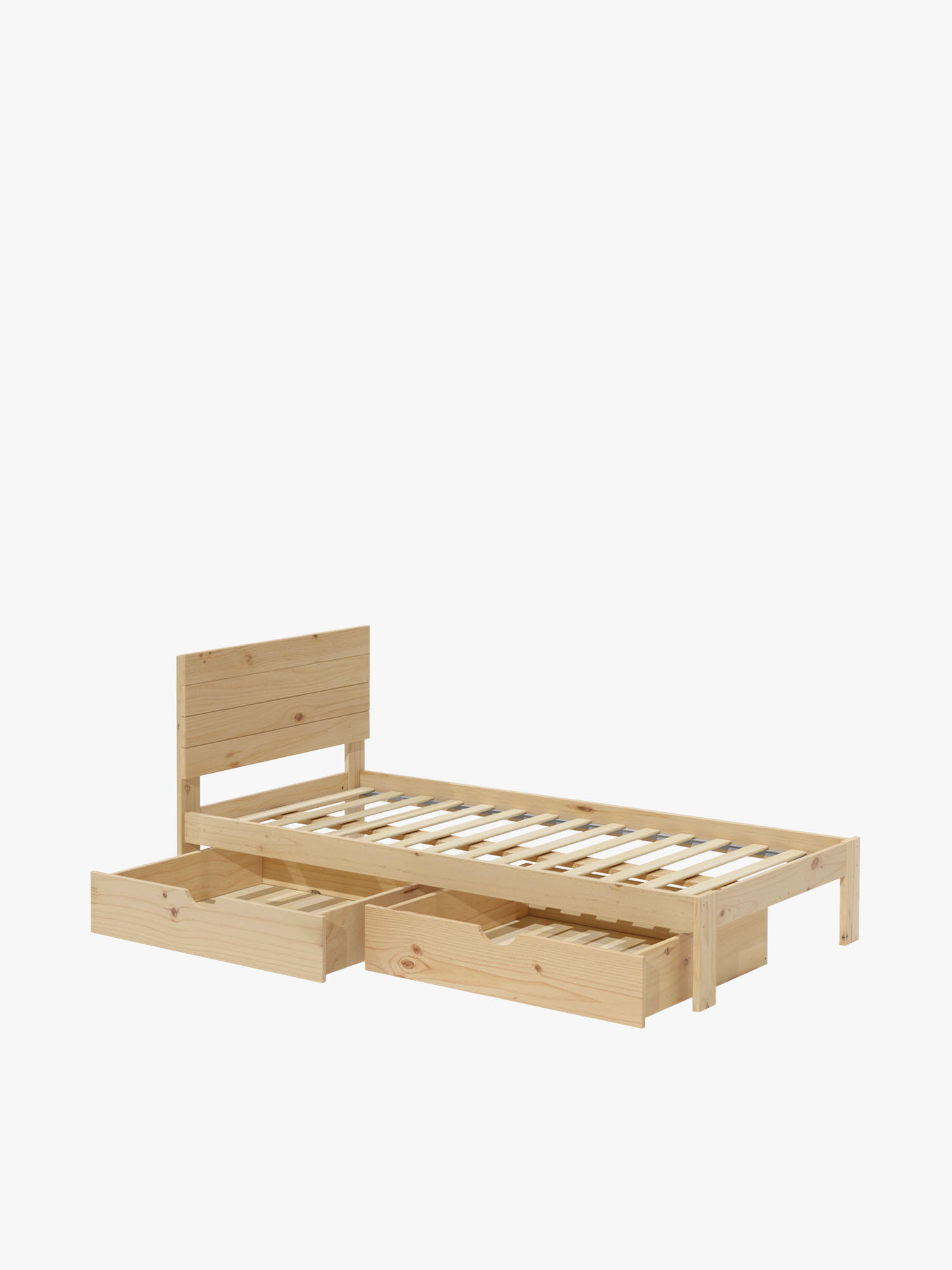 Cama 105 de madera de pino con cabecero y cajones | LUFE