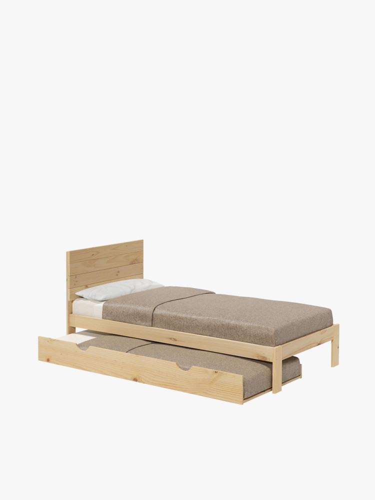 Cama nido de 105 con cabecero de madera de pino  | LUFE