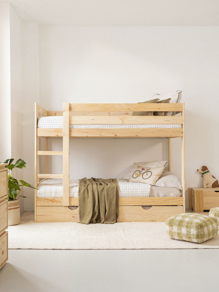 Litera 105 de madera de pino con cajón de almacenaje | LUFE 2
