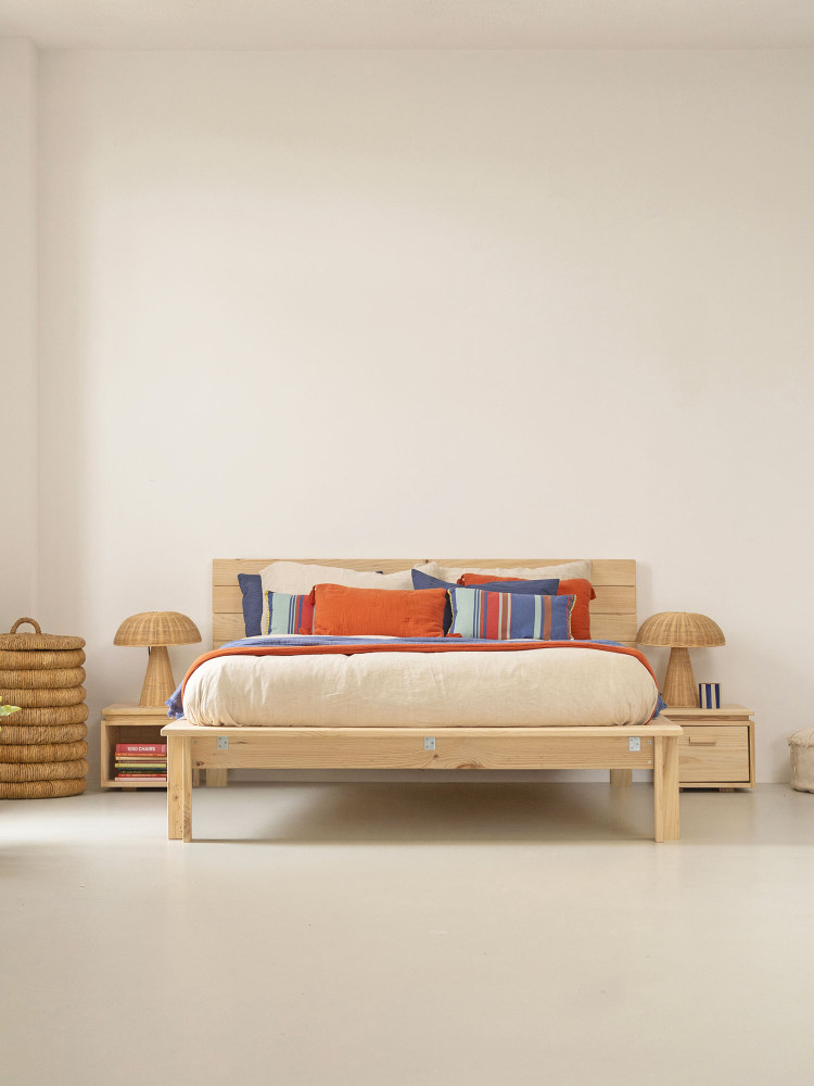 Cama doble LUR 140 cm de madera con cabecero | LUFE 2