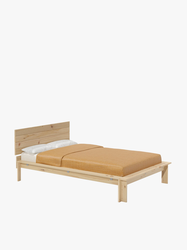 Cama doble LUR 140 cm de madera con cabecero | LUFE