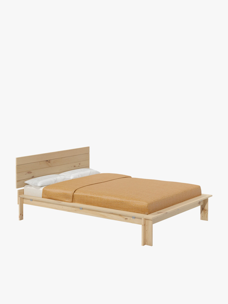 Cama doble LUR 160 cm de madera con cabecero | LUFE