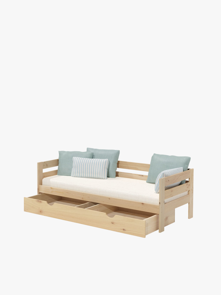 Diván individual de 90 cm de madera con cajón | LUFE