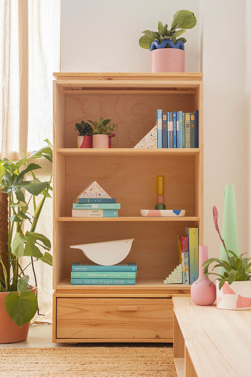 Imagen de ambiente 1 para:Estanter&iacute;a librer&iacute;a baja de madera natural