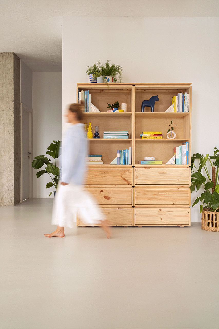 Imagen de ambiente 1 para:Estanter&iacute;a librer&iacute;a alta de madera natural