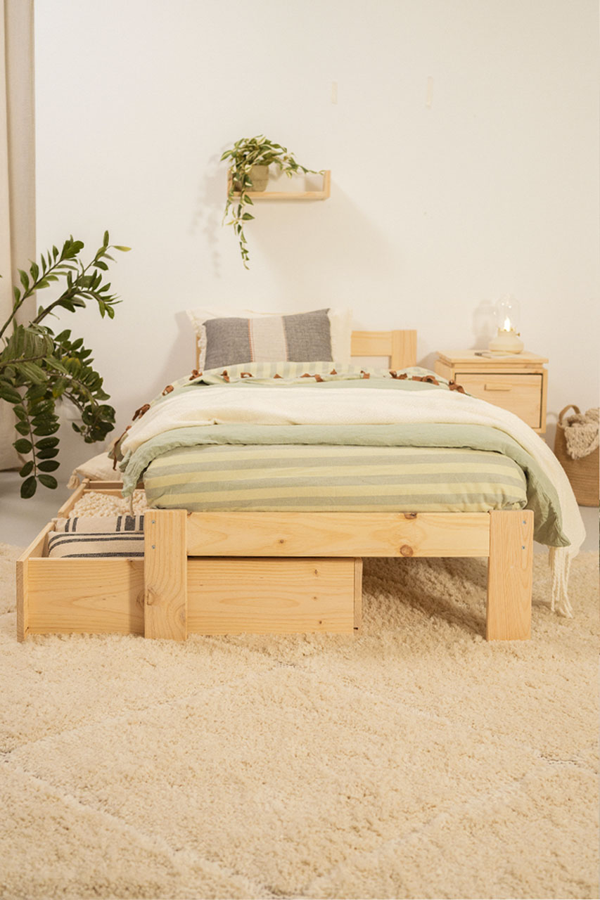 Imagen de ambiente 2 para:Cama individual de madera ecol&oacute;gica con almacenaje