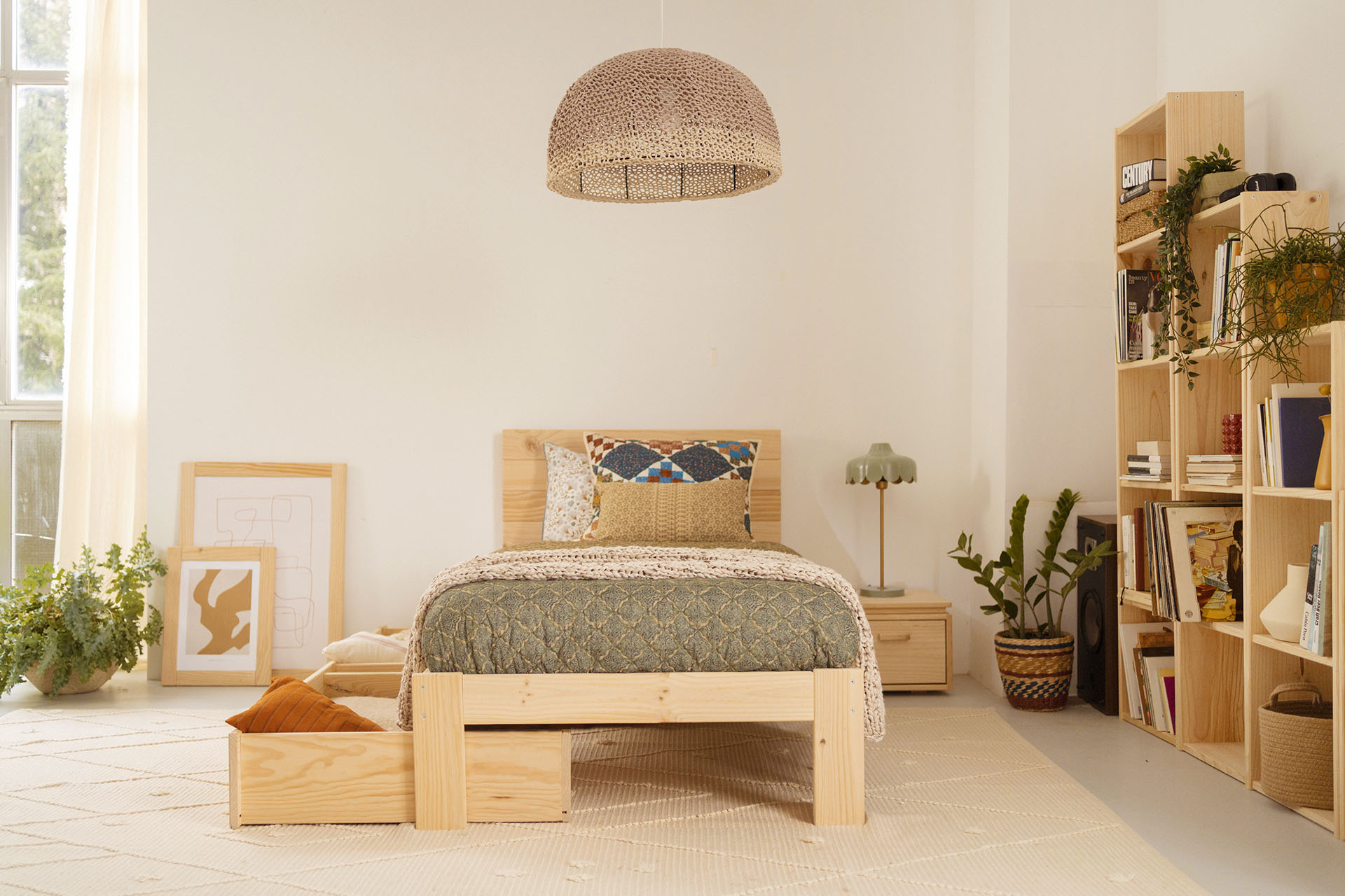 Imagen de ambiente 3 para:Cama individual de madera ecol&oacute;gica con almacenaje