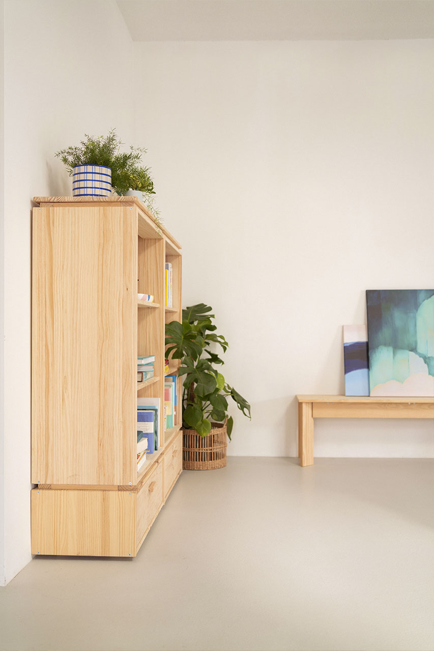 Imagen de ambiente 3 para:Estanter&iacute;a librer&iacute;a baja de madera ecol&oacute;gica