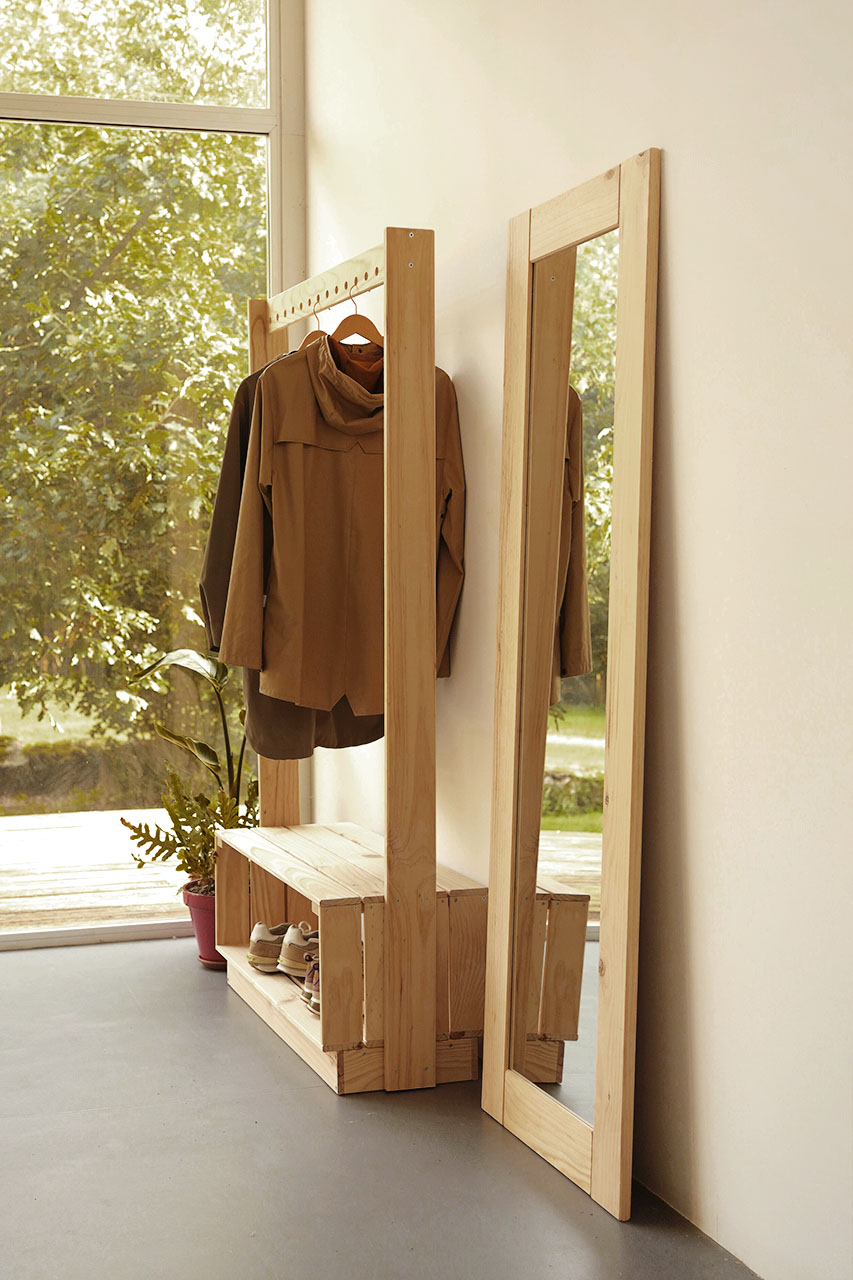 Imagen de ambiente 4 para:Espejo de pared de madera natural